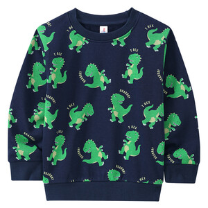 Jungen Sweatshirt mit Dinos allover DUNKELBLAU / GRÜN