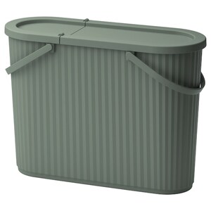 DAMMÄNG  Behälter mit Deckel, graugrün 48 l