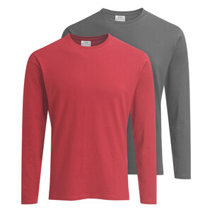 2 Herren Langarmshirts im Basic-Look DUNKELROT / DUNKELGRAU