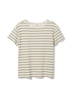 Damen-T-Shirt Evie, mit Leinenanteil weiß/scharz