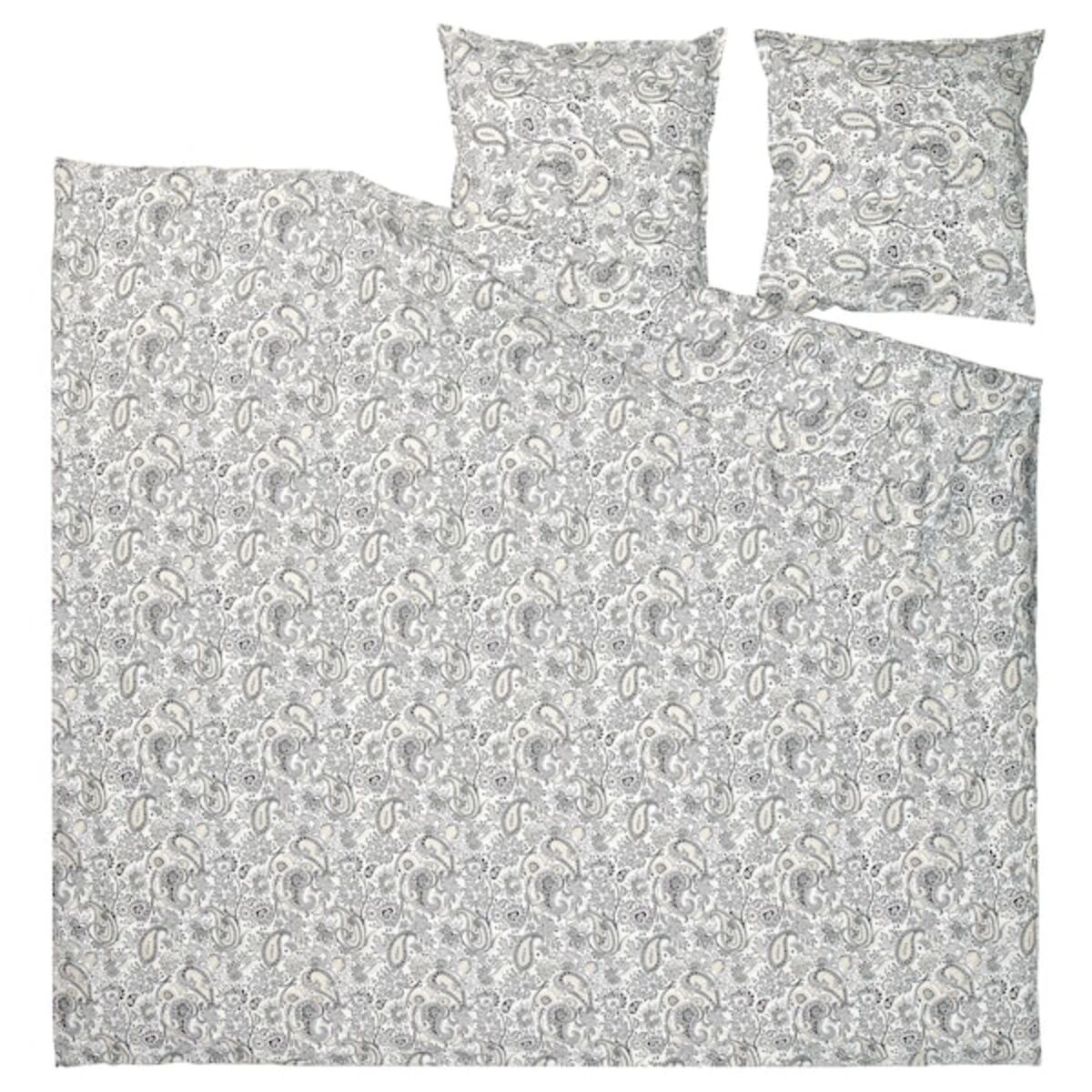 Bild 2 von RODGERSIA  Bettwäsche-Set, 3-teilig, grau/weiß 240x220/80x80 cm