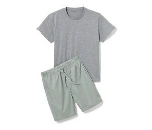 Shorty-Pyjama mit gewebter Hose