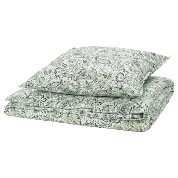 Bild 1 von RODGERSIA  Bettwäsche-Set, 2-teilig, grün/weiß 155x220/80x80 cm