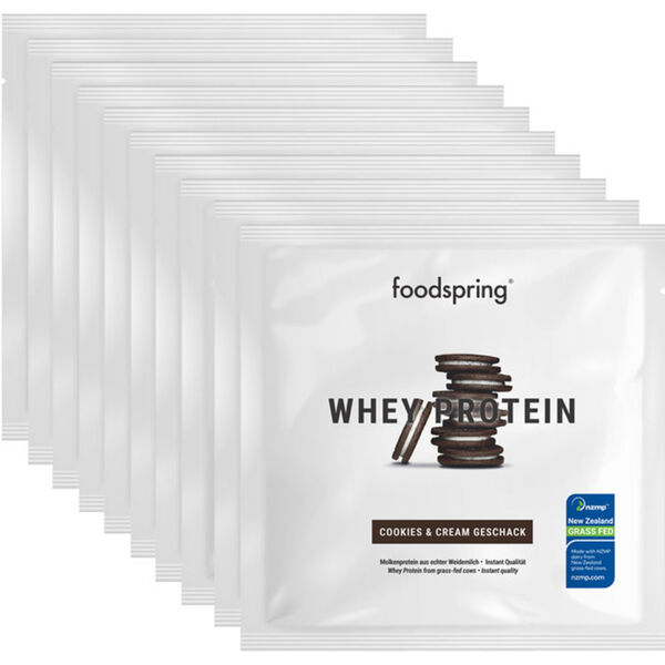 Bild 1 von Foodspring Whey Protein To Go Cookies Cream, 10er Pack