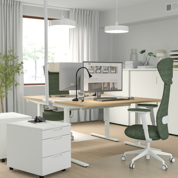 Bild 2 von MITTZON  Schreibtisch, Eichenfurnier/weiß 140x60 cm