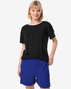 Damen-T-Shirt Evie, mit Leinenanteil schwarz