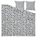 Bild 2 von SÖTRÖNN  Bettwäsche-Set, 3-teilig, weiß/schwarz/gemustert 240x220/80x80 cm