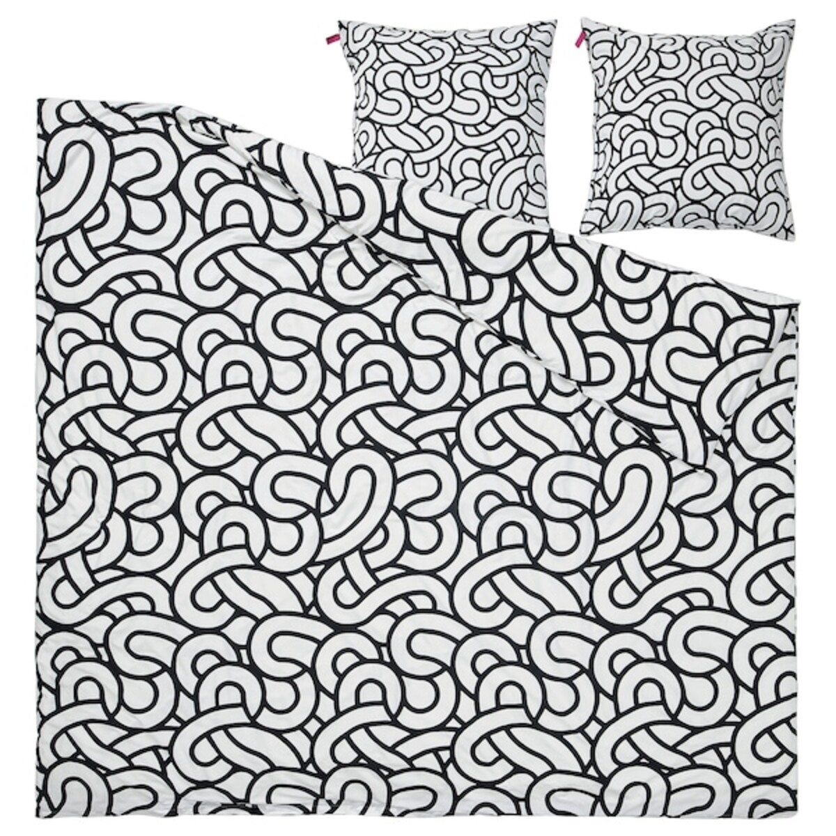 Bild 2 von SÖTRÖNN  Bettwäsche-Set, 3-teilig, weiß/schwarz/gemustert 240x220/80x80 cm