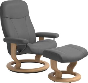 Stressless® Relaxsessel Garda (Set, Relaxsessel mit Hocker), mit Hocker, mit Classic Base, Größe M, Gestell Eichefarben