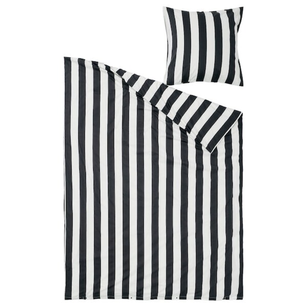 Bild 2 von SLÅNHÖSTMAL  Bettwäsche-Set, 2-teilig, schwarz/weiß/gestreift 140x200/80x80 cm