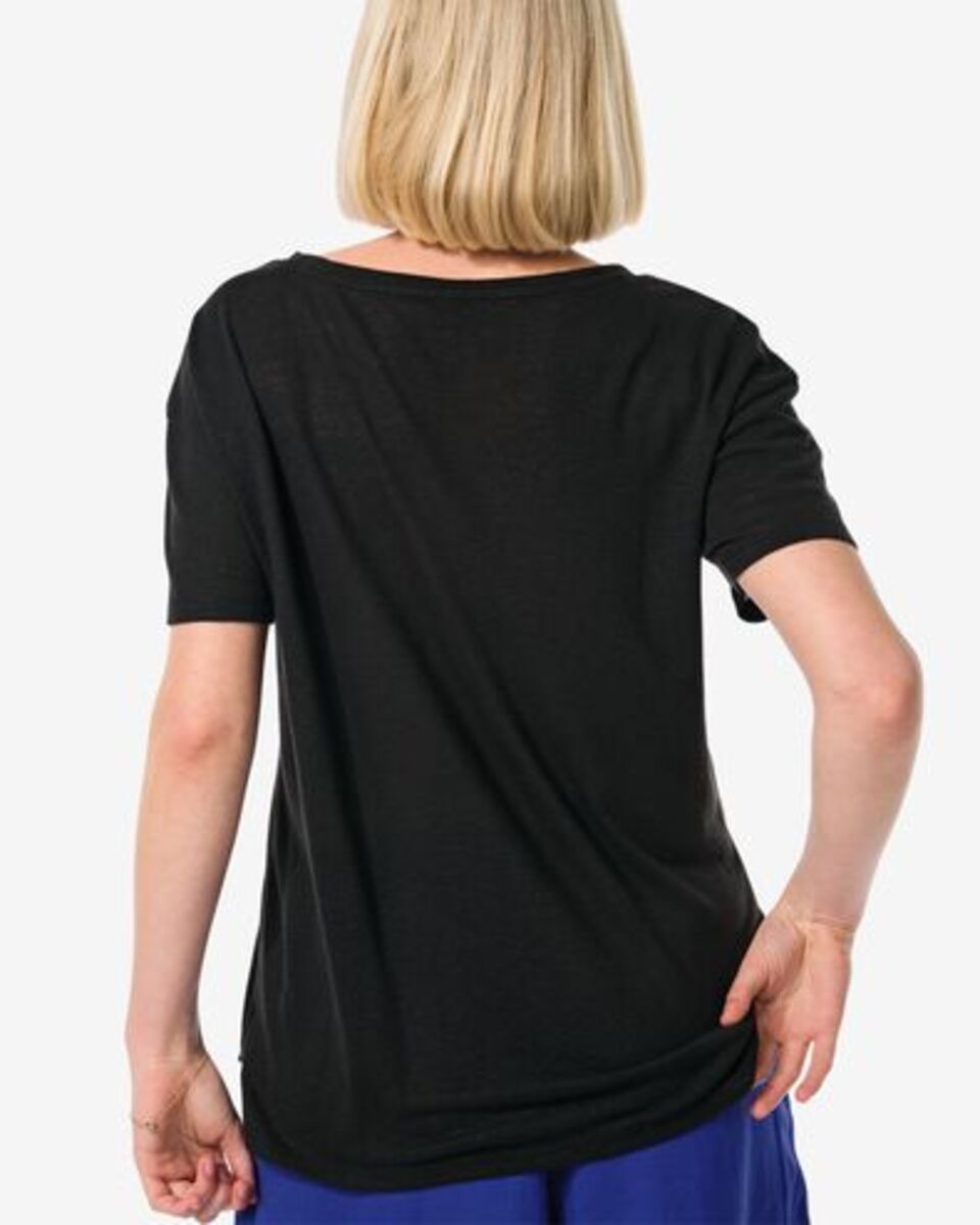 Bild 3 von Damen-T-Shirt Evie, mit Leinenanteil schwarz