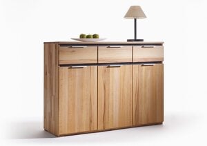 VALMONDO Sideboard VICENZA 120 x 89 cm Kernbuche massiv natur geölt/Absetzung Anthrazit gebeizt