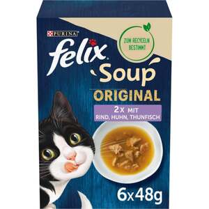 FELIX Soup Gemischte Vielfalt mit Rind, Huhn und Thunfisch 6x48g