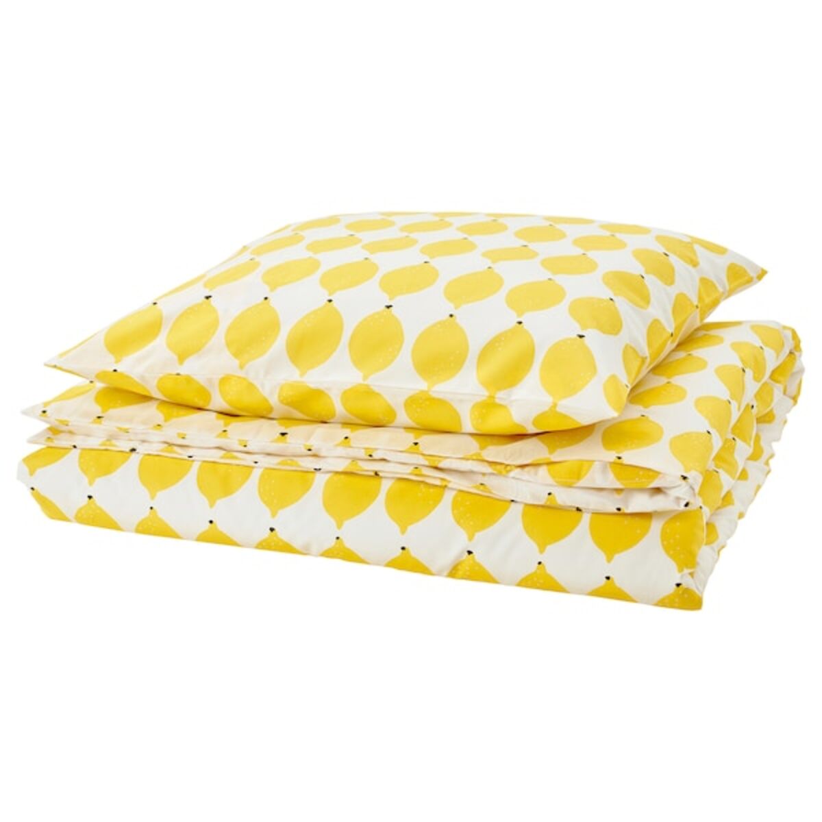Bild 1 von NORSKNOPPA  Bettwäsche-Set, 2-teilig, weiß/gelb/gemustert 140x200/80x80 cm