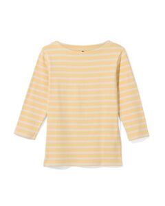Damen-Shirt Cara, U-Boot-Ausschnitt, Streifen hellgelb