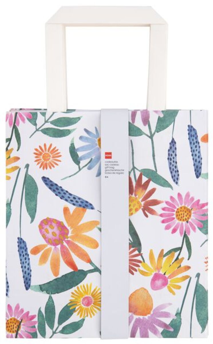 Bild 3 von 6er-Pack Geschenktaschen, Pappe, 20.5 x 18.5 x 8 cm, Blumen