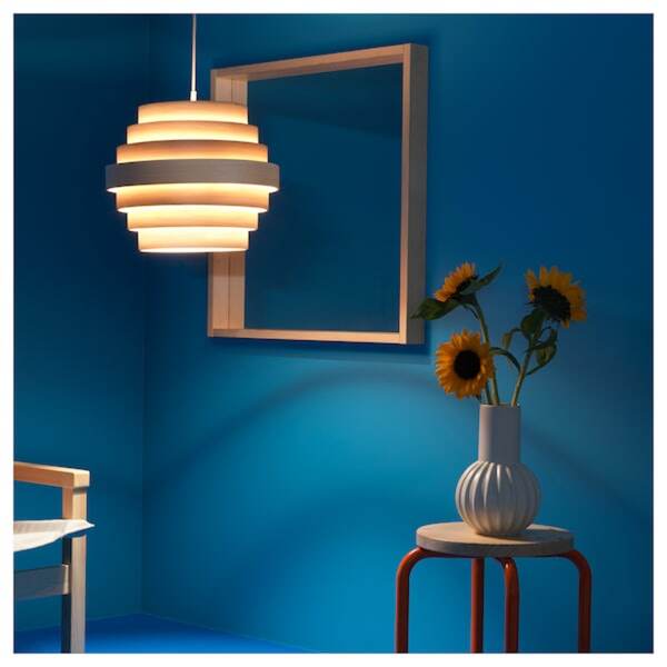 Bild 2 von DYKARKLOCKA / HEMMA  Hängeleuchte, Eichenfurnier weiß lasiert/weiß 40 cm