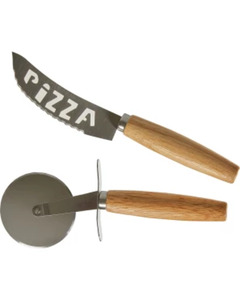 Pizzaschneiderset, 2-tlg. Set, braun