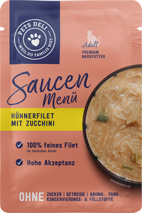 Pets Deli Nassfutter Saucen Menü mit Hühnerfilet & Zucchini für Katzen, 70 g