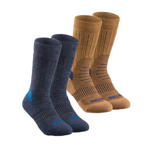 Wandersocken Kinder warm halbhoch Winterwandern - SH100 2 Paar Blau