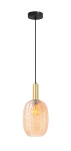 Hängeleuchte Emo in Schwarz/Bernstein max. 25 Watt, Schwarz, Bernsteinfarben