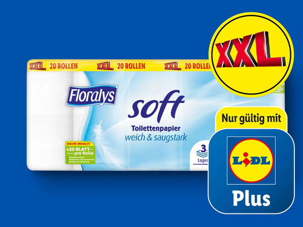 Bild 1 von Floralys Soft Toilettenpapier XXL, 
         20x 220 Blatt