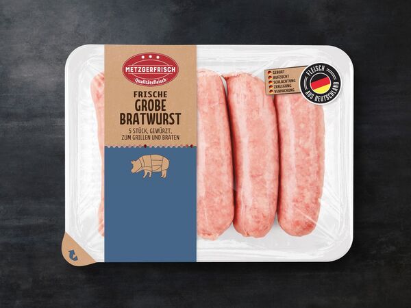 Bild 1 von Metzgerfrisch Frische Grobe Bratwurst, 
         400 g