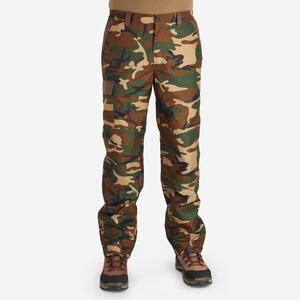 Jagdhose 100 wasserdicht warm Camouflage Grün