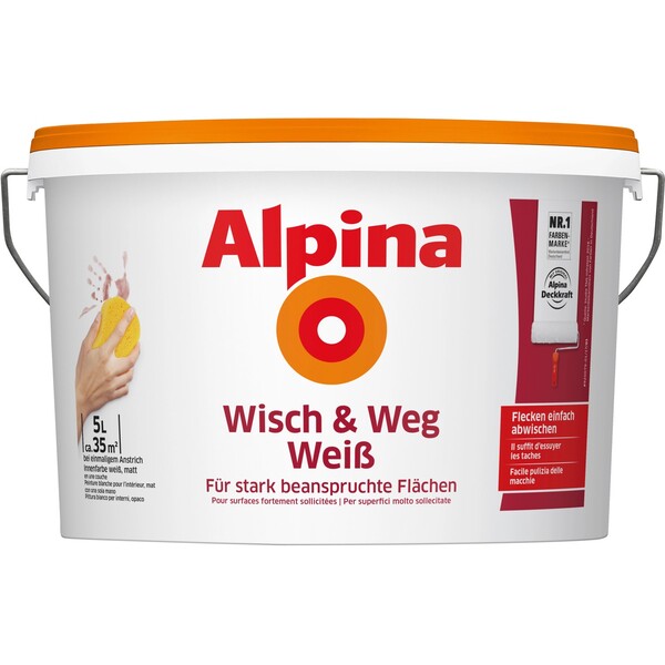 Bild 1 von Alpina Wisch und Weg Weiss matt 5 Liter