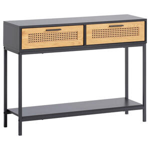 Livetastic Konsolentisch, Schwarz, Metall, Wiener Geflecht, 2 Schubladen, rechteckig, eckig, 30x75x100 cm, Stauraum, Wohnzimmer, Wohnzimmertische, Konsolentische