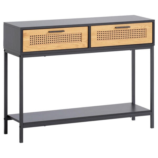 Bild 1 von Livetastic Konsolentisch, Schwarz, Metall, Wiener Geflecht, 2 Schubladen, rechteckig, eckig, 30x75x100 cm, Stauraum, Wohnzimmer, Wohnzimmertische, Konsolentische