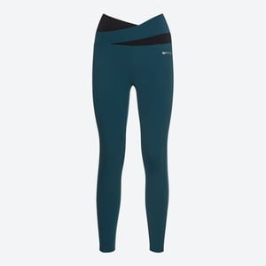 Damen-Sportleggings mit gekreuztem Bund, Petrol