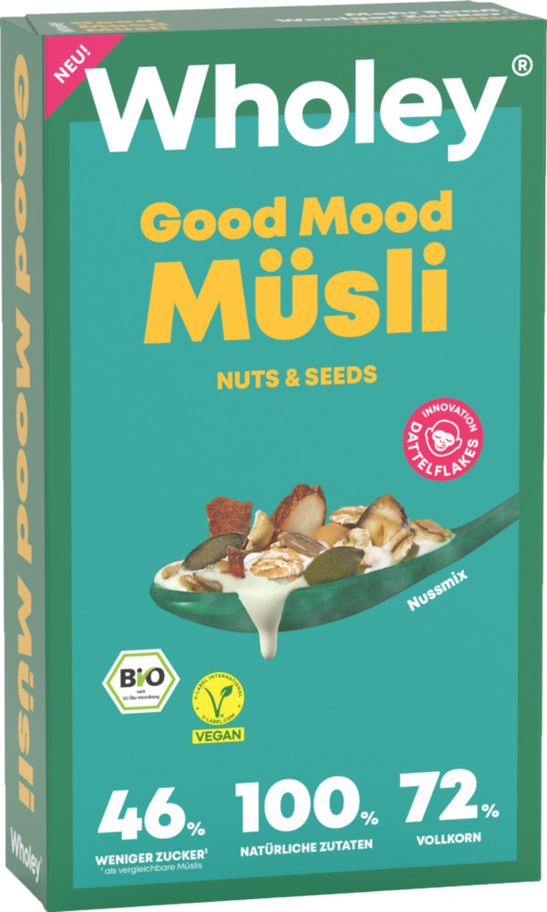 Bild 1 von Wholey Bio Nuts Seeds Good Mood Müsli, 400 g