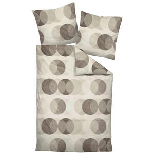 Janine Bettwäsche Palermo, Braun, Taupe, Greige, Textil, Kreise, 155x220 cm, Textiles Vertrauen - Oeko-Tex®, Oeko-Tex® Made IN Green, pflegeleicht, atmungsaktiv, hautfreundlich, angenehm wärmend,