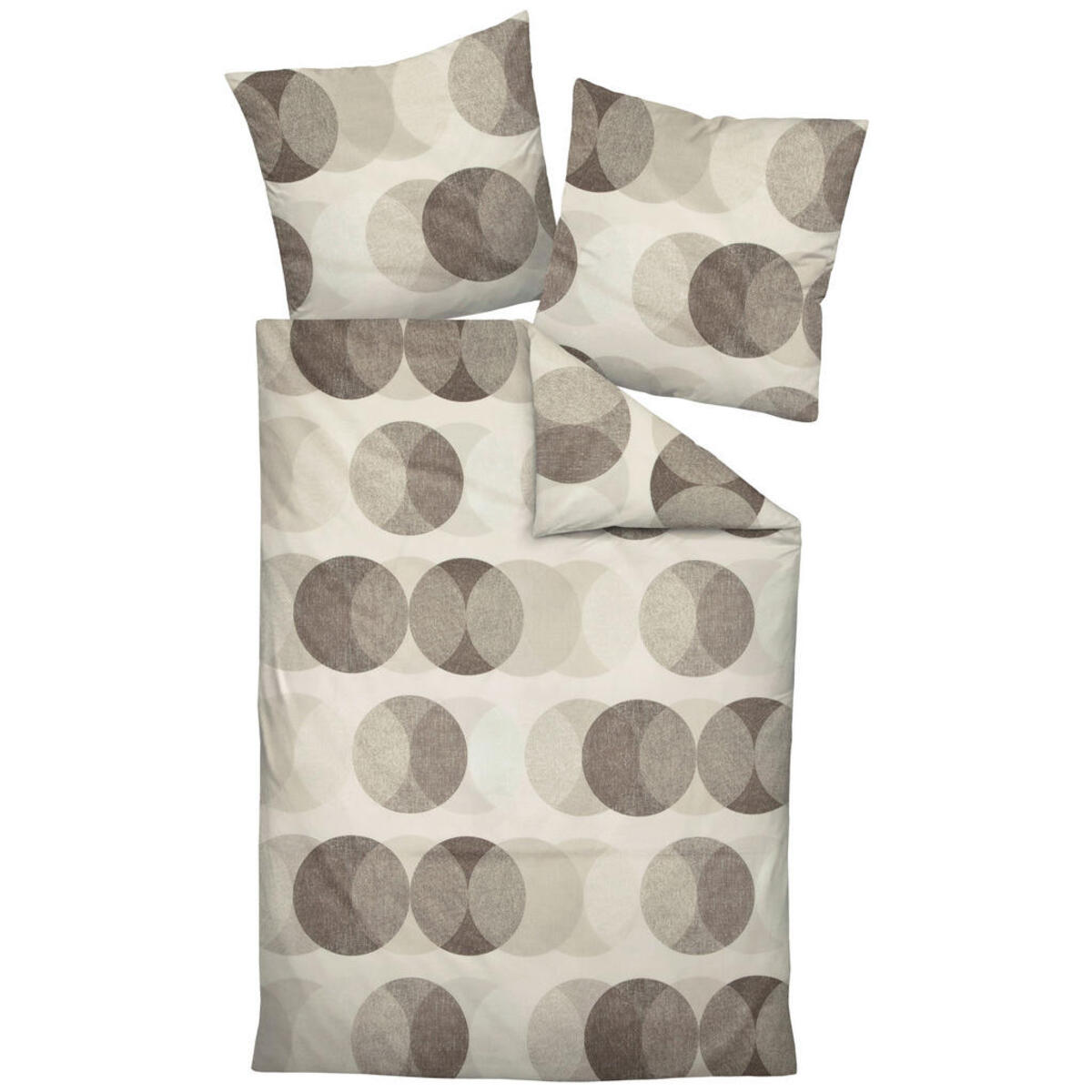Bild 1 von Janine Bettwäsche Palermo, Braun, Taupe, Greige, Textil, Kreise, 155x220 cm, Textiles Vertrauen - Oeko-Tex®, Oeko-Tex® Made IN Green, pflegeleicht, atmungsaktiv, hautfreundlich, angenehm wärmend,