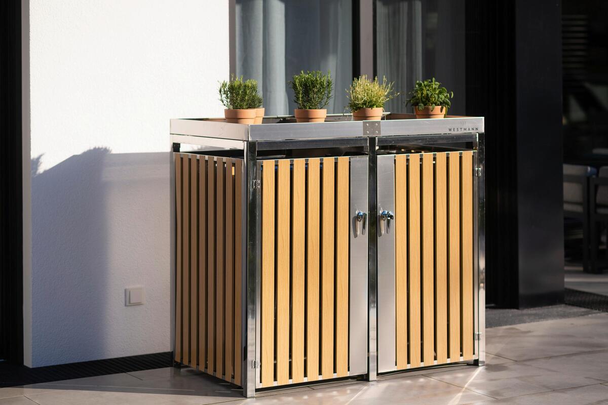 Bild 1 von MÜLLTONNENBOX MÜLLTONNENBOX 2-FACH 240 LITER, Naturfarben, Silberfarben