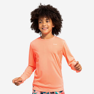 UV-Shirt Surfen Kinder langarm - koralle Rosa|rot