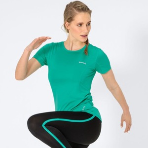 Damen-Funktions-T-Shirt mit Ribstrick-Einsätzen, Turquoise