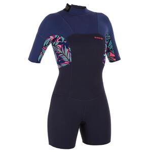 Neoprenshorty Kurzarm Surfen 500 Waku Rückenreissverschluss Damen Blau|rosa|rot