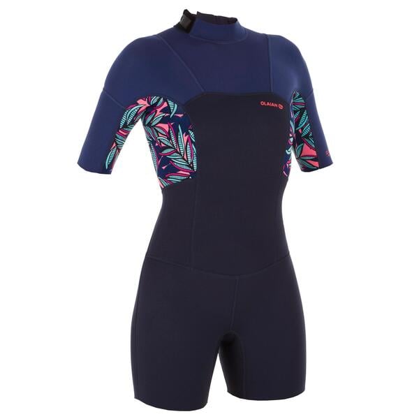 Bild 1 von Neoprenshorty Kurzarm Surfen 500 Waku Rückenreissverschluss Damen Blau|rosa|rot