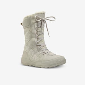 Schneestiefel Damen hoch Schnürung warm wasserdicht Winterwandern - SH500 Beige