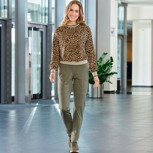 Damen-Hose mit schicken Einsätzen, Dark-green