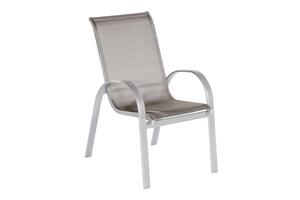 Gartensessel 2er-Set stapelbar Amalfi Metall/Textil, Braun, Silberfarben