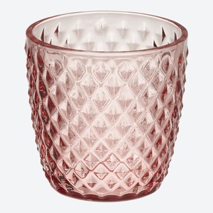 Teelichthalter aus Glas, ca. 9x9x9cm, Rose