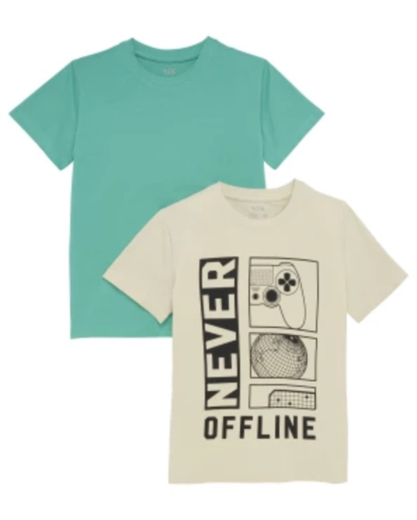 Bild 1 von T-Shirts Gaming, 2er-Pack, Y.F.K., grün/beige