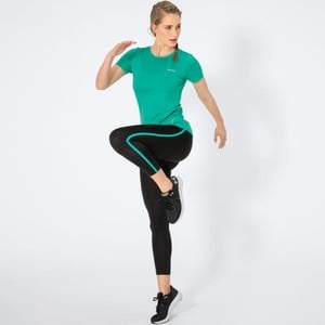 Damen-Sportleggings mit Reflektions-Logo, Black