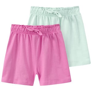 2 Mädchen Shorts mit Zierschleifen ZARTGRÜN / PINK