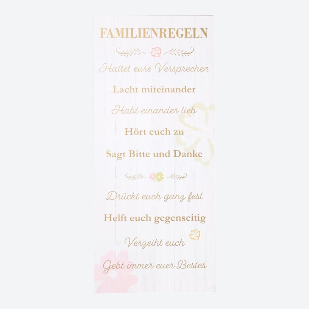 Bild 1 von Deko-Schild mit Familienregeln, ca. 17x39cm, White