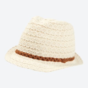 Damen-Trachten-Hut mit Kunstlederband, Ecru