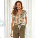 Bild 1 von Kurzarm-Damen-Bluse mit Knopfleiste, Beige